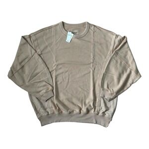 Aerie‎ Women's Oversized Crewneck Sweatshirt Size Small Beige NWT